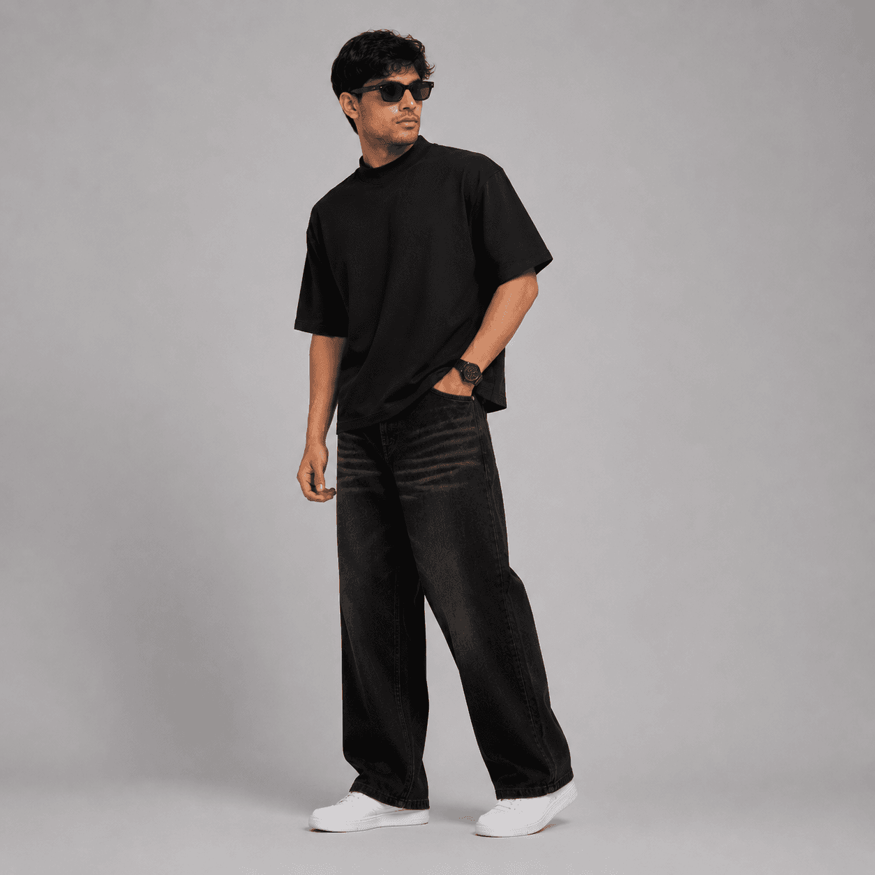 Black Horizon Soft Baggy Loose Fit Jeans - view 3