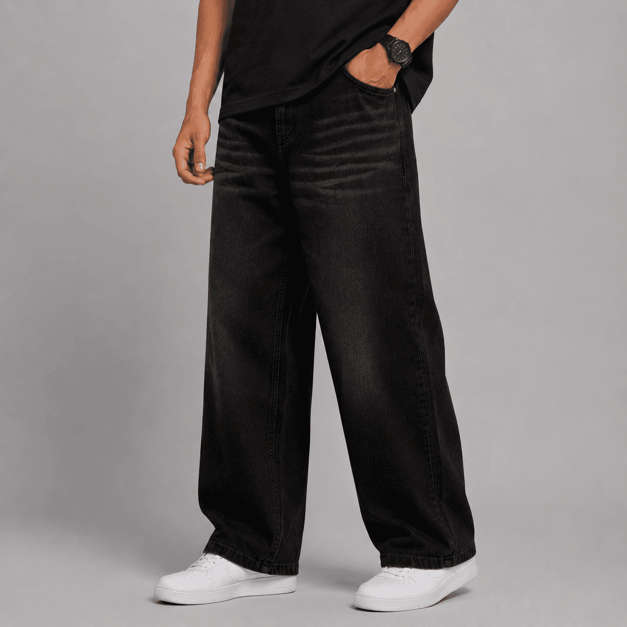 Black Horizon Soft Baggy Loose Fit Jeans - view 4
