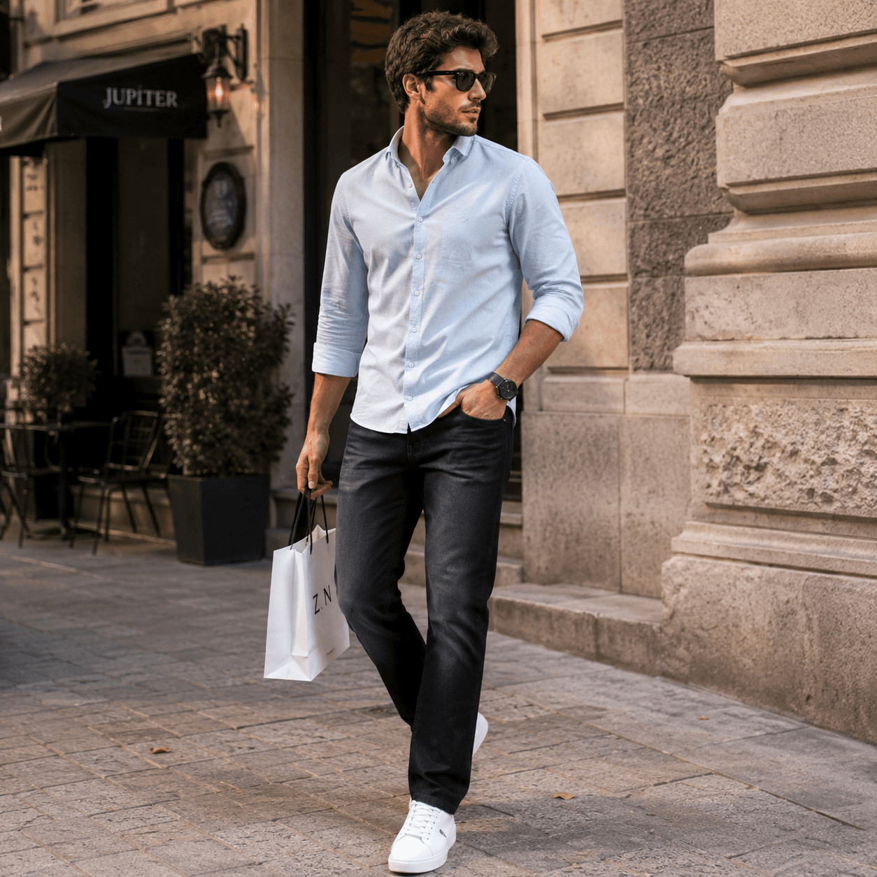 Blackout Black Casual Fit Straight Leg Jeans - front view