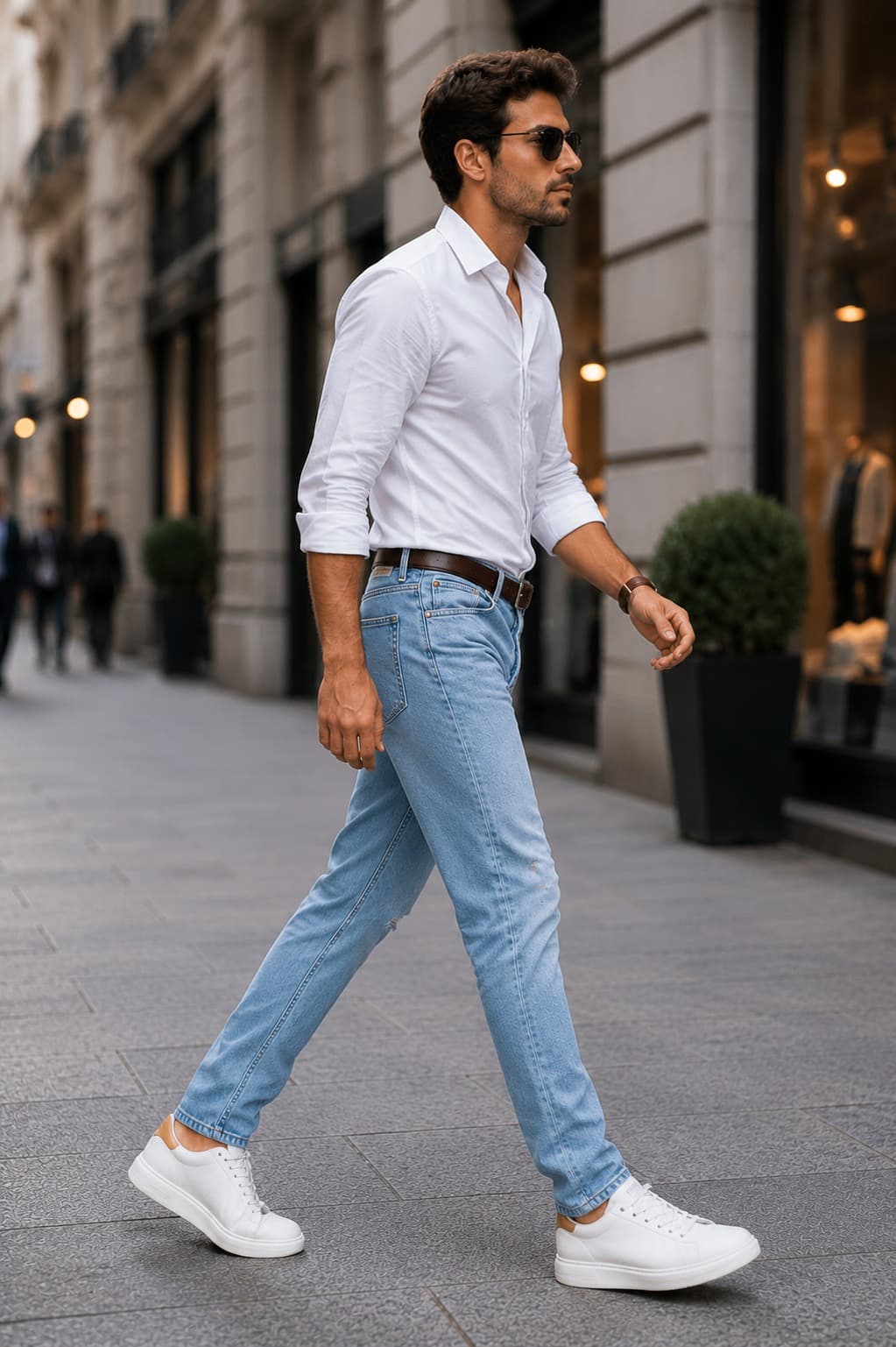 Aero Rip Light Blue Distressed Slim Fit Jeans - side view