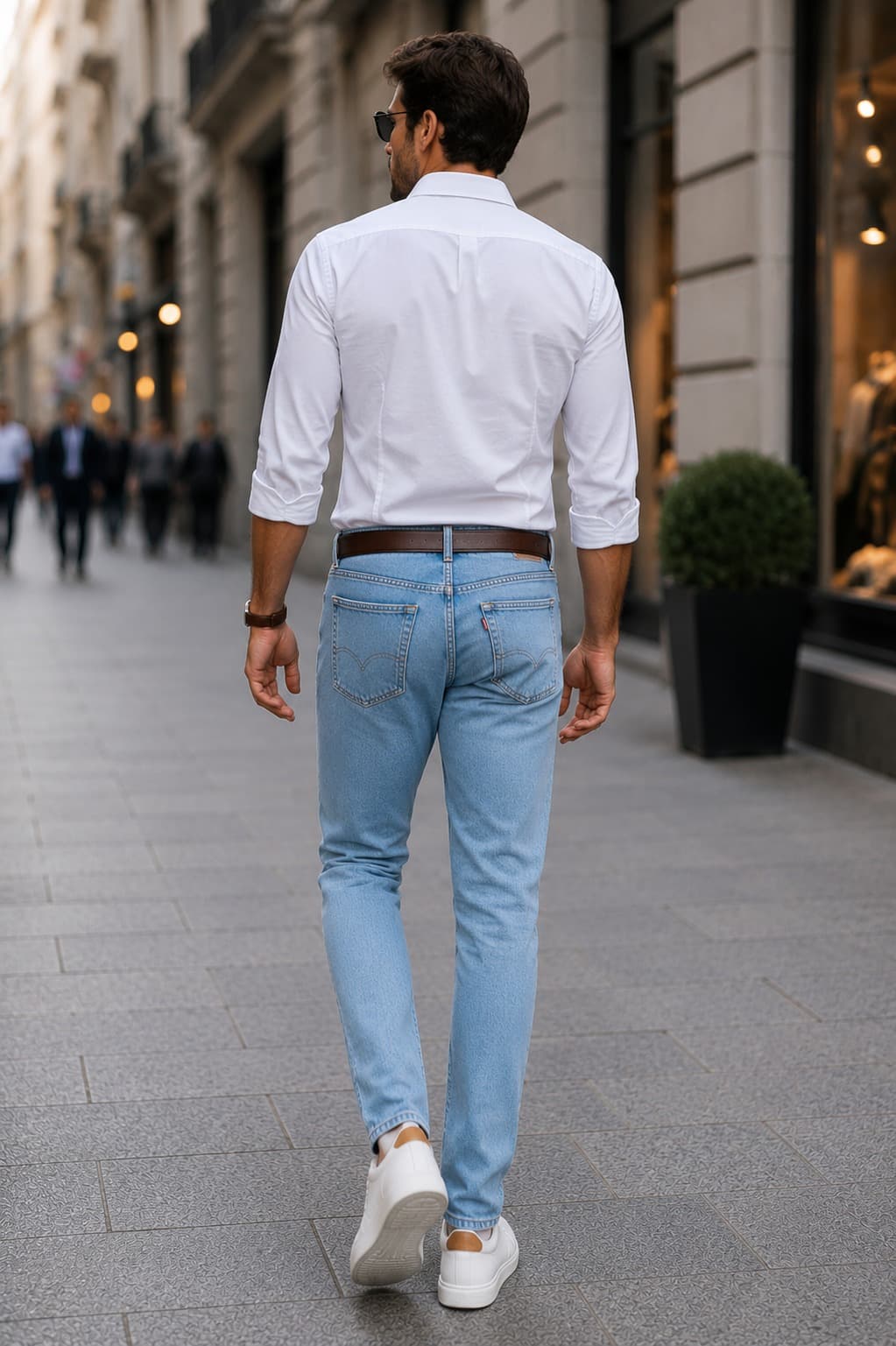 Aero Rip Light Blue Distressed Slim Fit Jeans - fabric detail