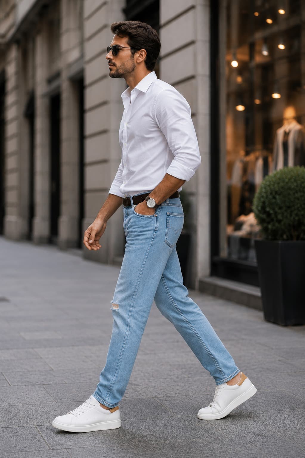 Aero Rip Light Blue Distressed Slim Fit Jeans - back view