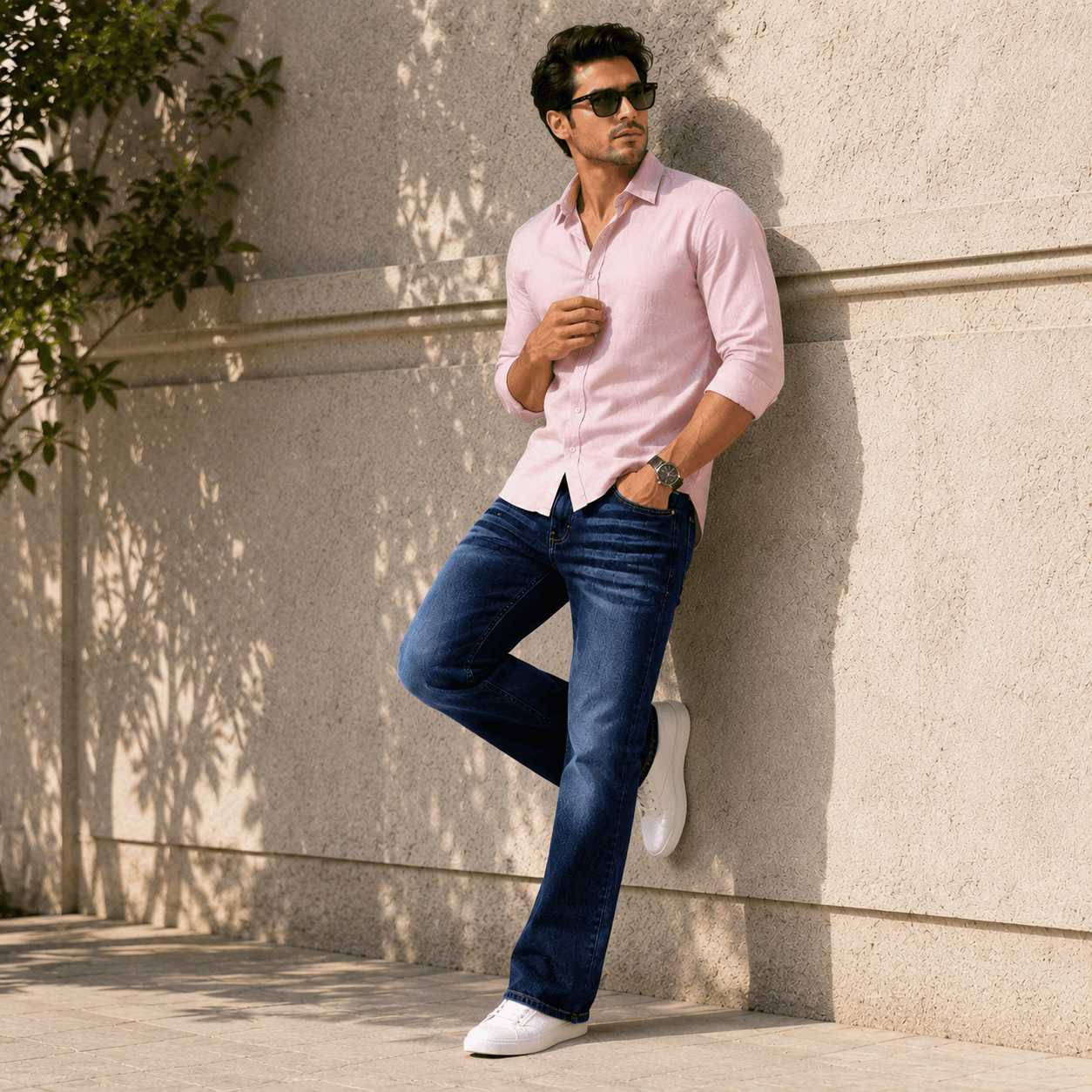 Classic Blue Casual Fit Straight Leg Jeans - front view