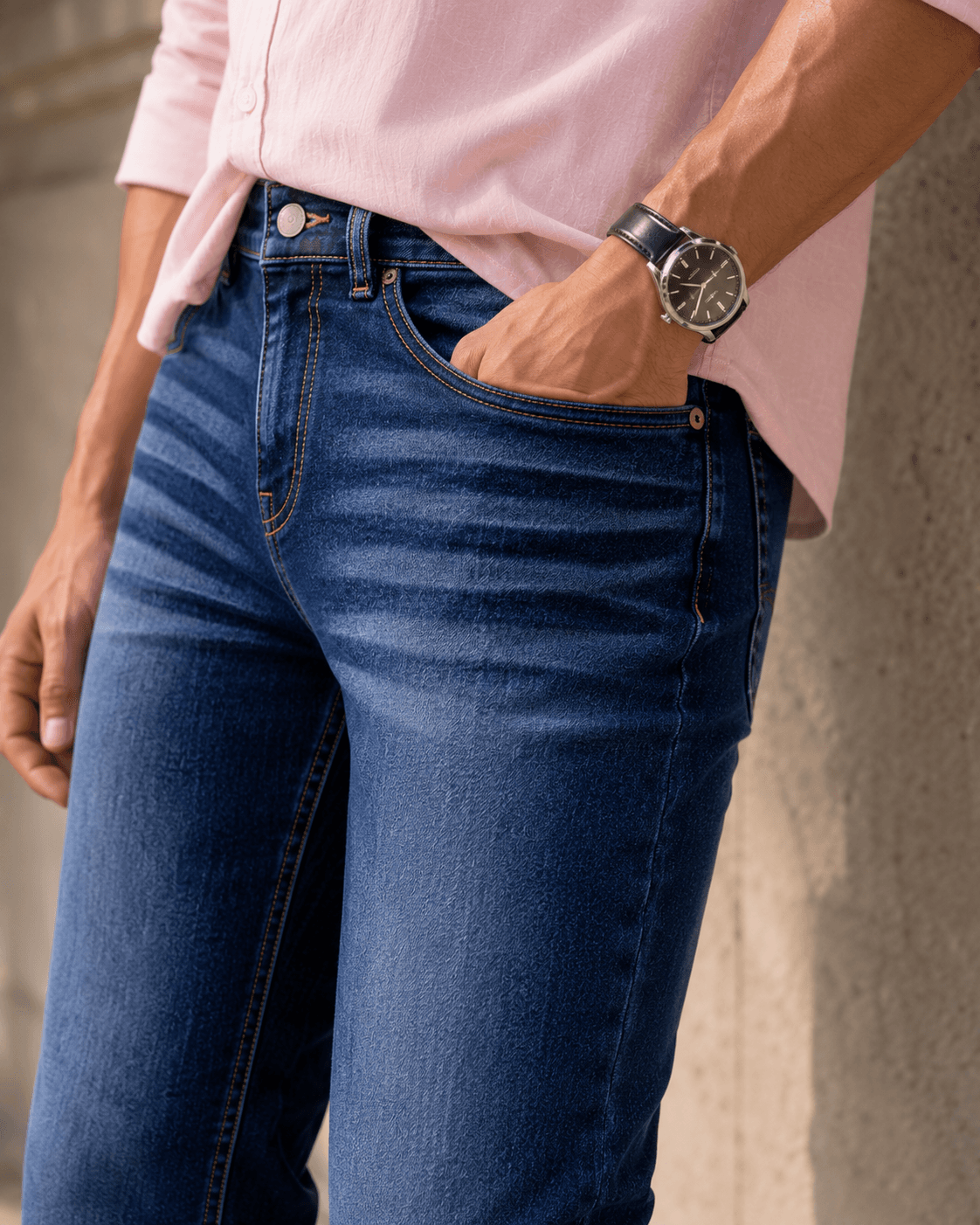 Classic Blue Casual Fit Straight Leg Jeans - view 4
