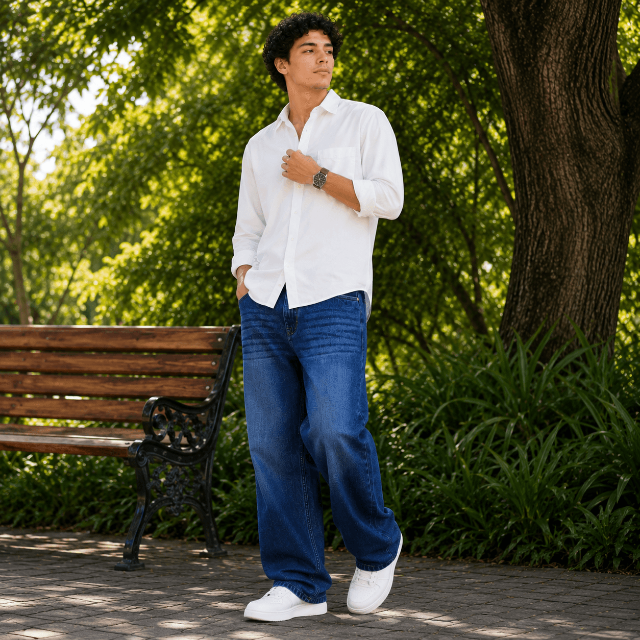 Deep Indigo Soft Baggy Loose Fit Jeans - view 2