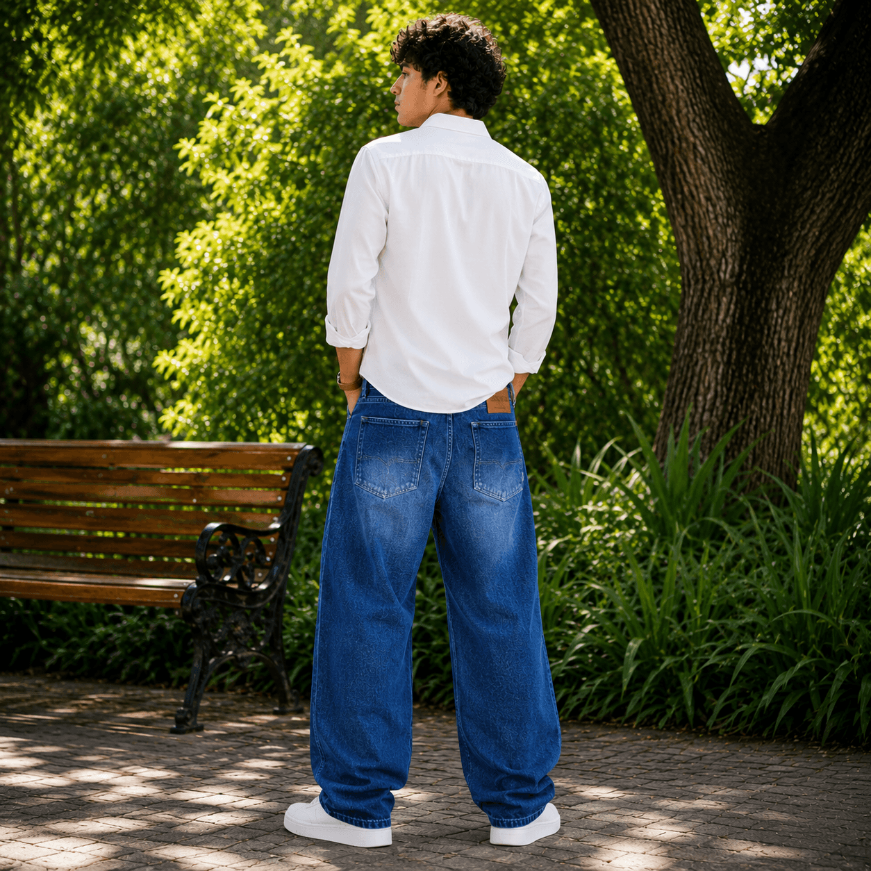 Deep Indigo Soft Baggy Loose Fit Jeans - view 4