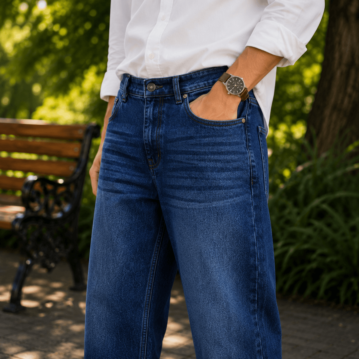 Deep Indigo Soft Baggy Loose Fit Jeans - view 5