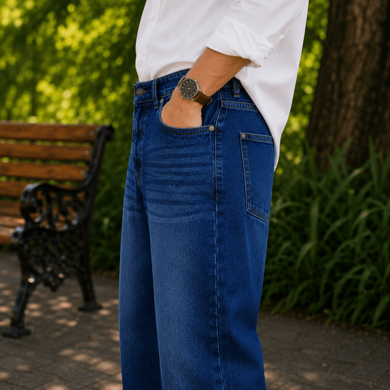 Deep Indigo Soft Baggy Loose Fit Jeans - view 6