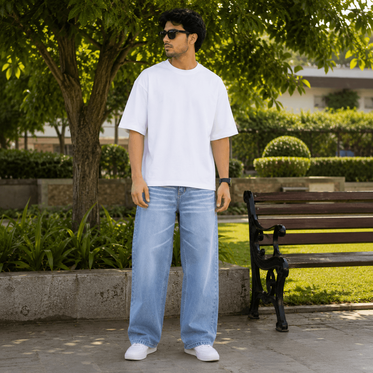 Denim Breeze Faded Blue Soft Baggy Jeans - view 2