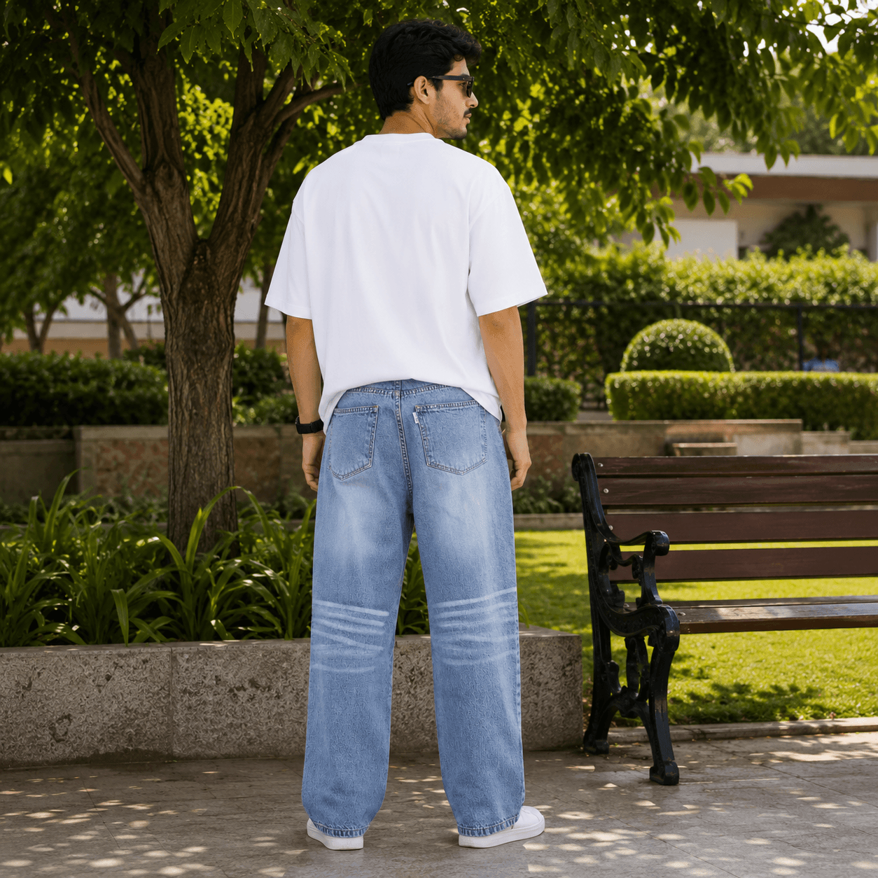 Denim Breeze Faded Blue Soft Baggy Jeans - view 3