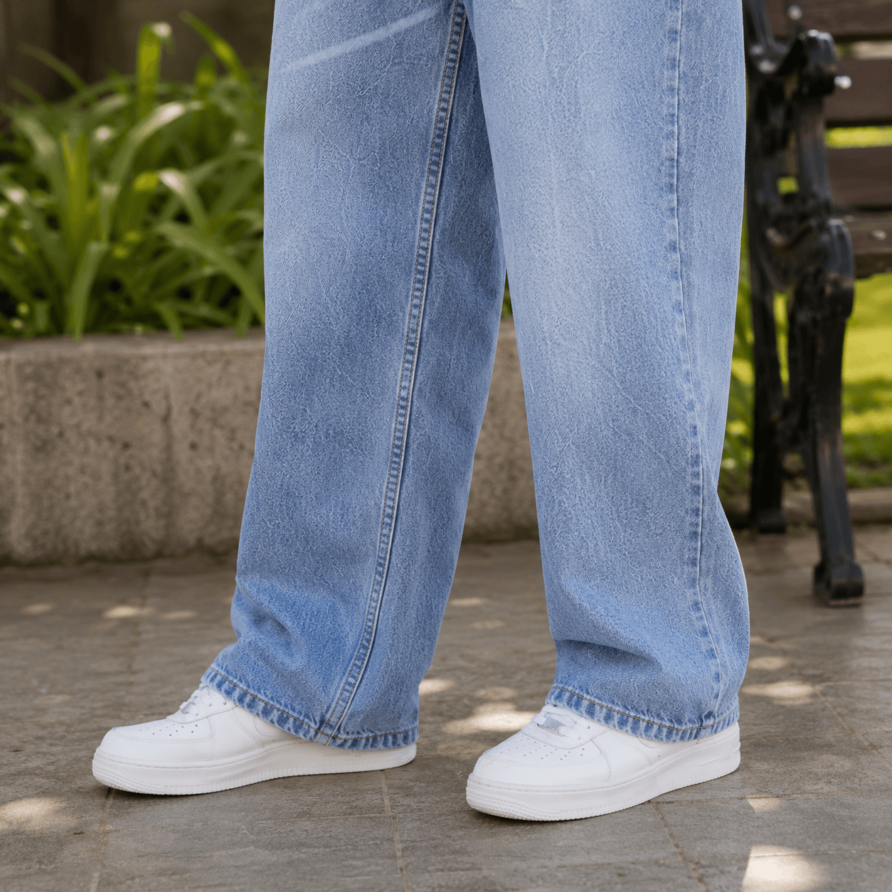 Denim Breeze Faded Blue Soft Baggy Jeans - view 5