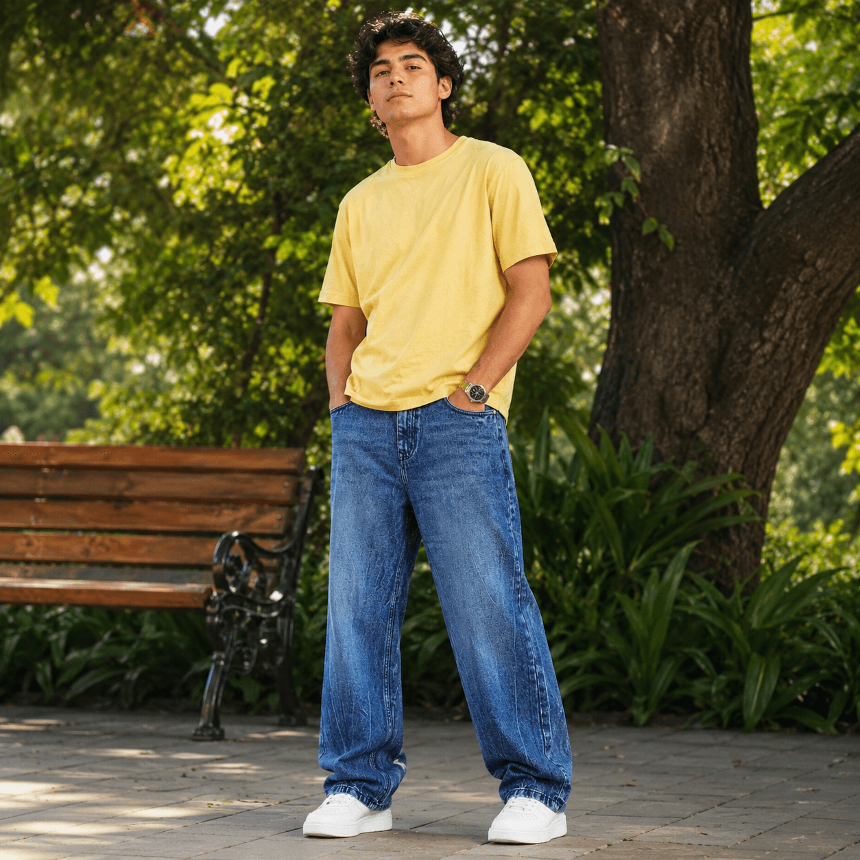 Drift Blue Soft Baggy Loose Fit Jeans - view 2