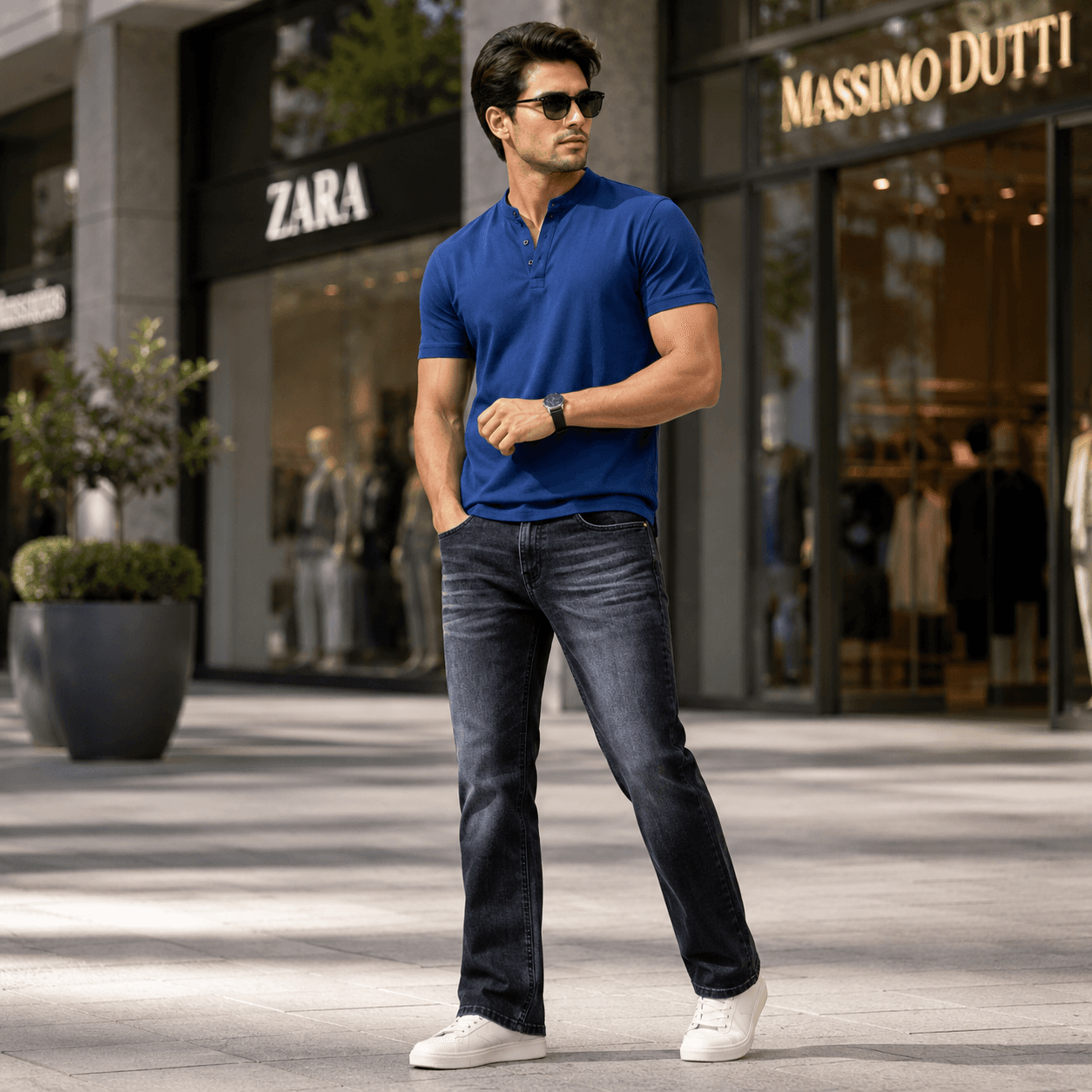Dustfade Washed Black Casual Fit Jeans - front view