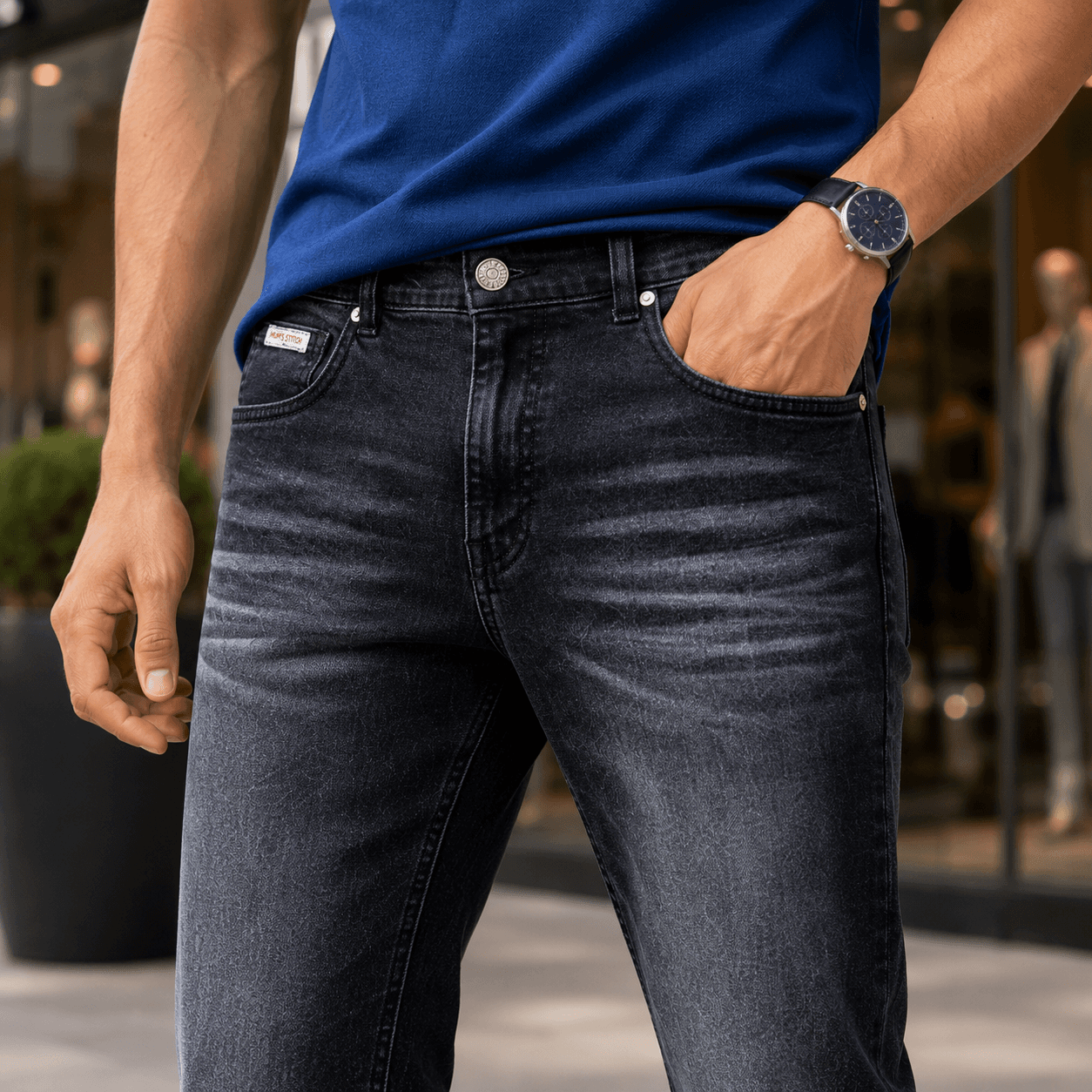 Dustfade Washed Black Casual Fit Jeans - view 5