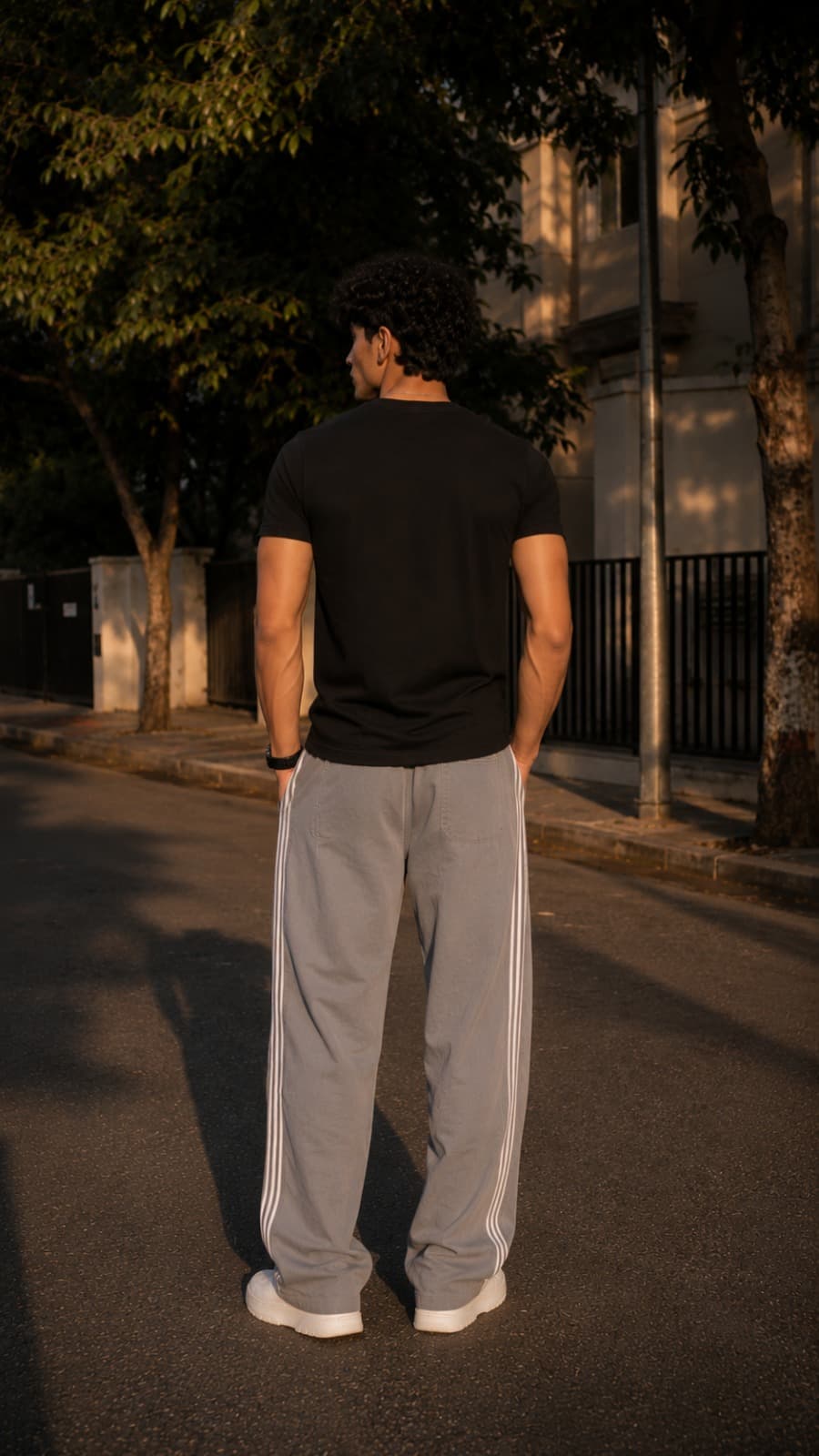 Shadow Heather Grey Relaxed Fit Track Pants - fabric detail