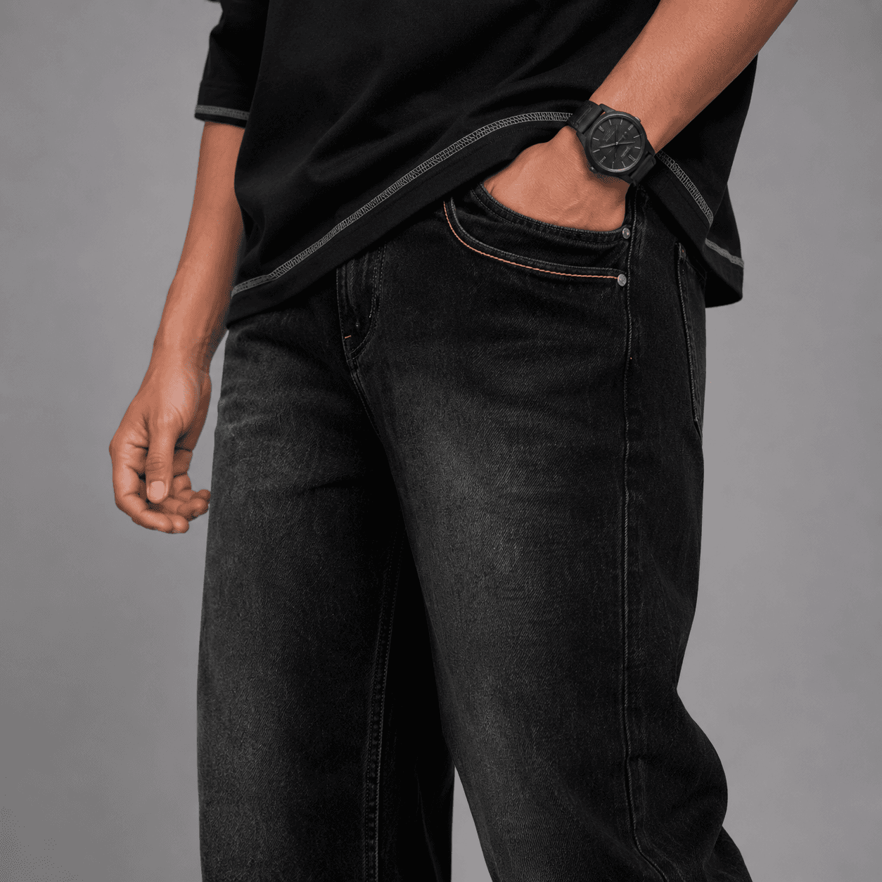 Onyx Black Mid Rise Bootcut Jeans - view 2