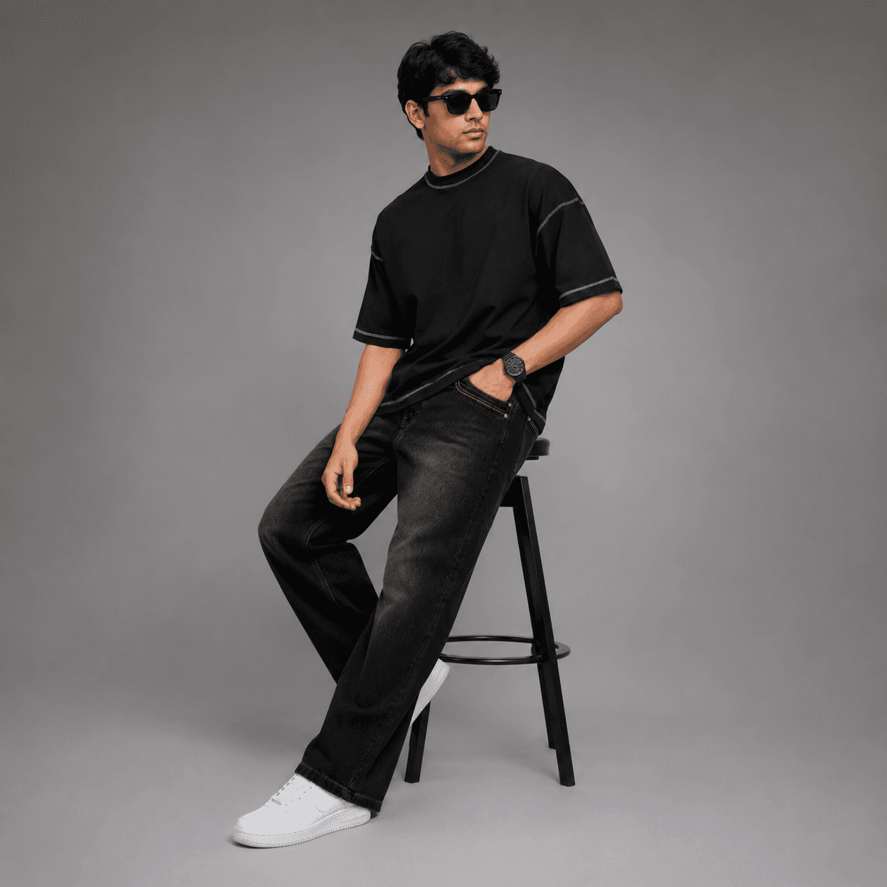 Onyx Black Mid Rise Bootcut Jeans - view 3