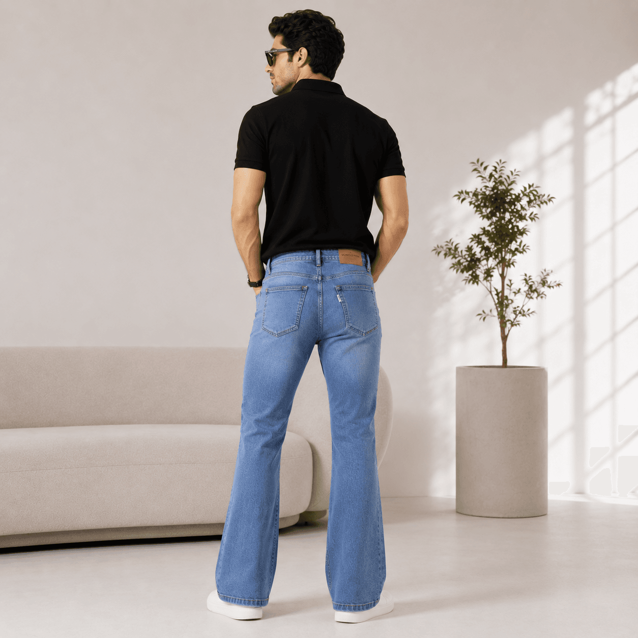 Soft Blue Casual Fit Straight Leg Jeans - view 5