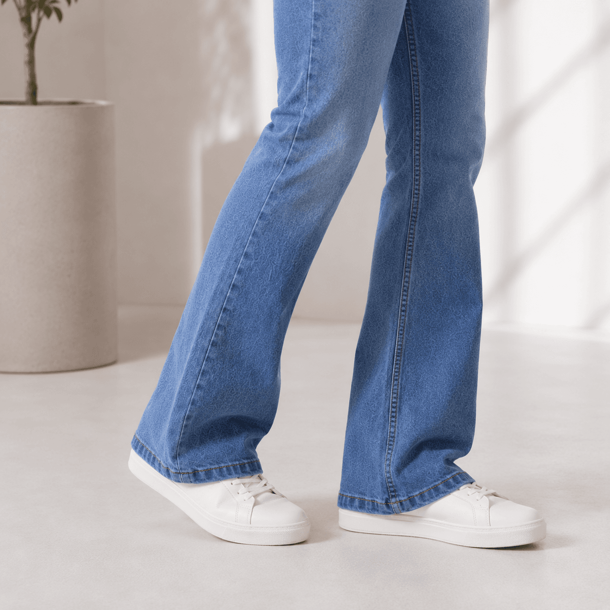 Soft Blue Casual Fit Straight Leg Jeans - view 6