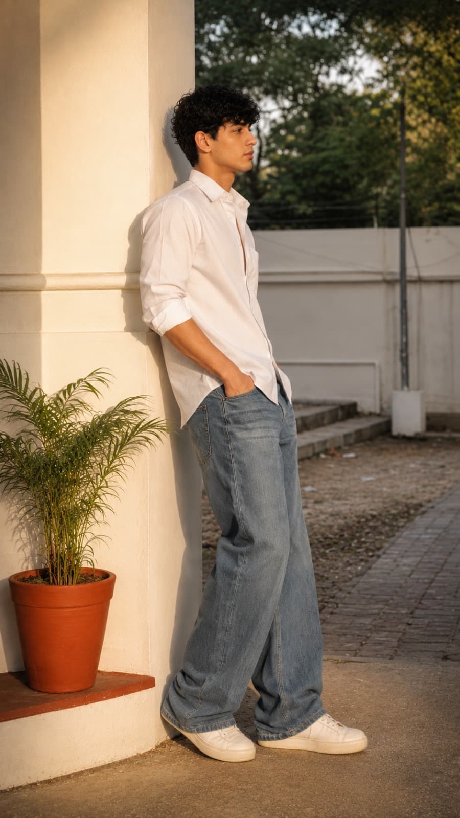 Retro Vintage Blue Baggy Fit Jeans - back view