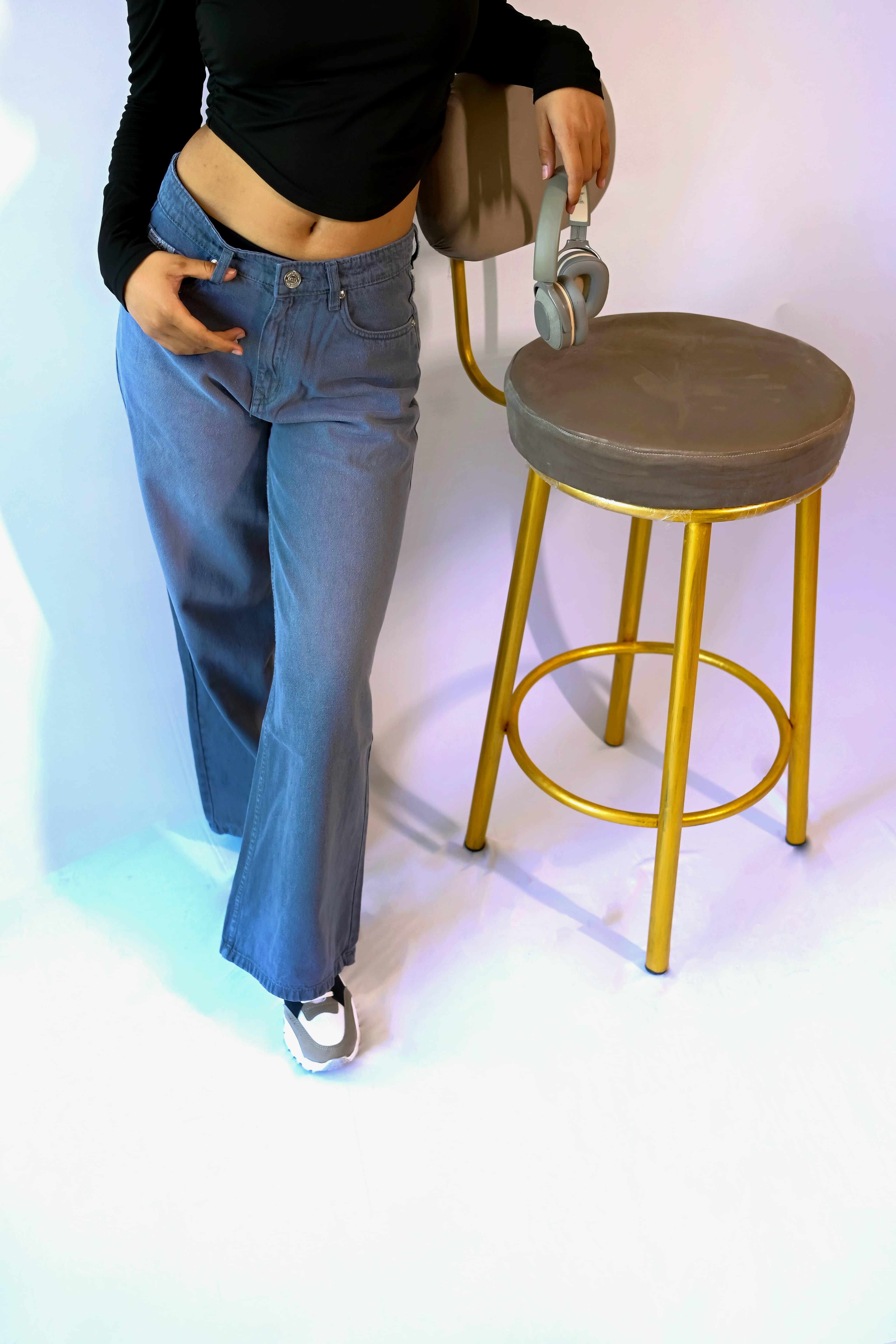 Ash Grey High Waist Wide Leg Jeans - view 3