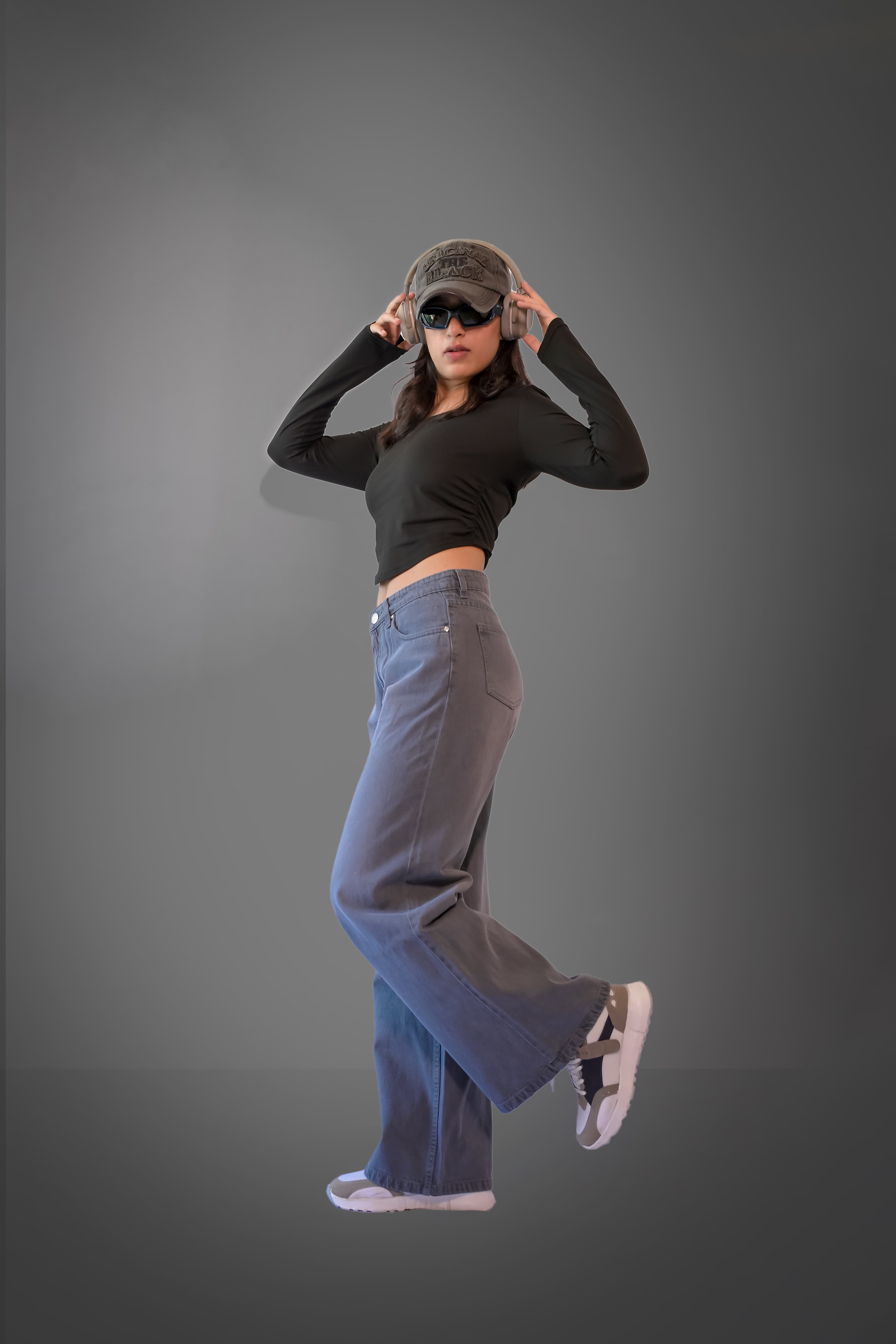 Ash Grey High Waist Wide Leg Jeans - view 4