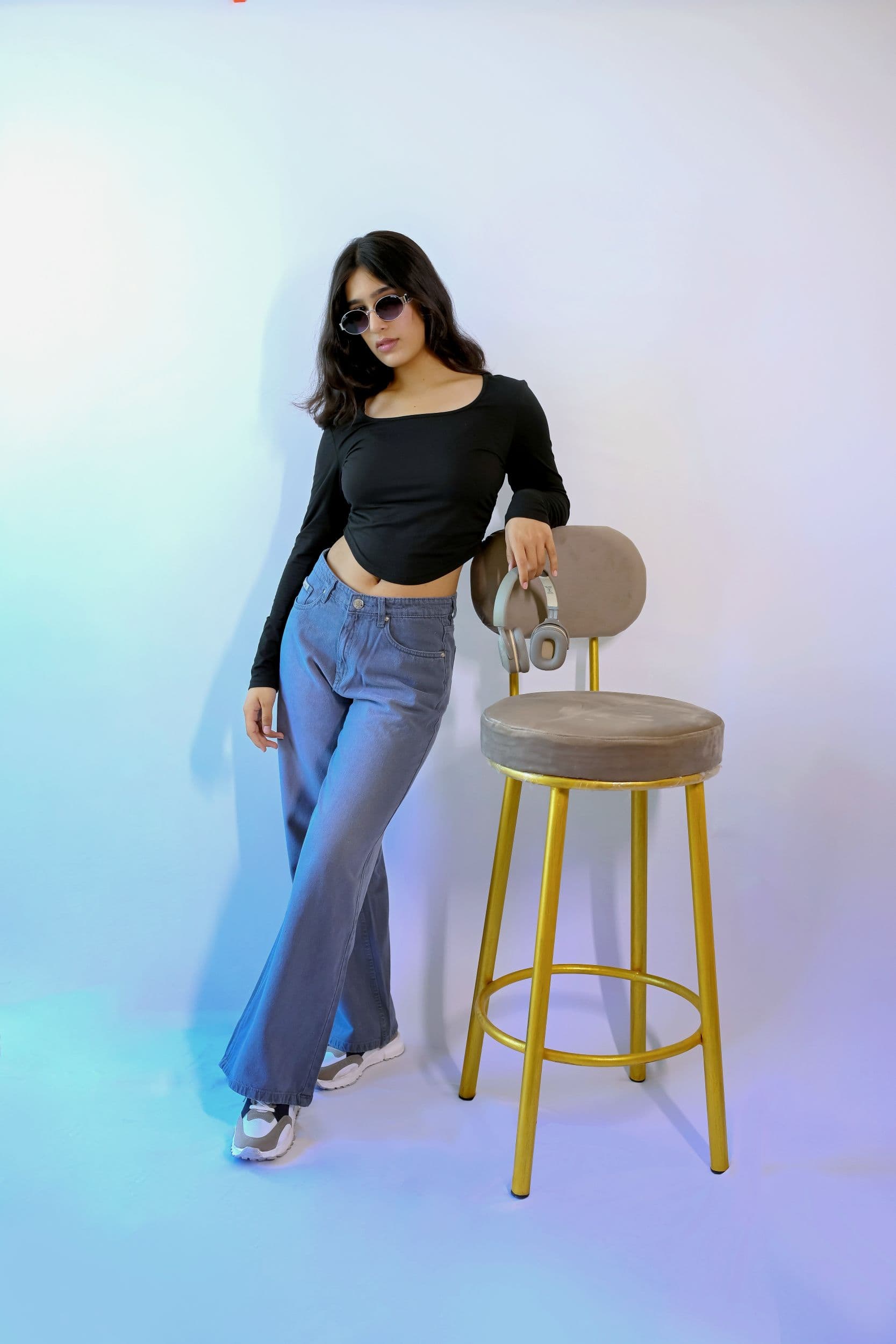 Ash Grey High Waist Wide Leg Jeans - view 6