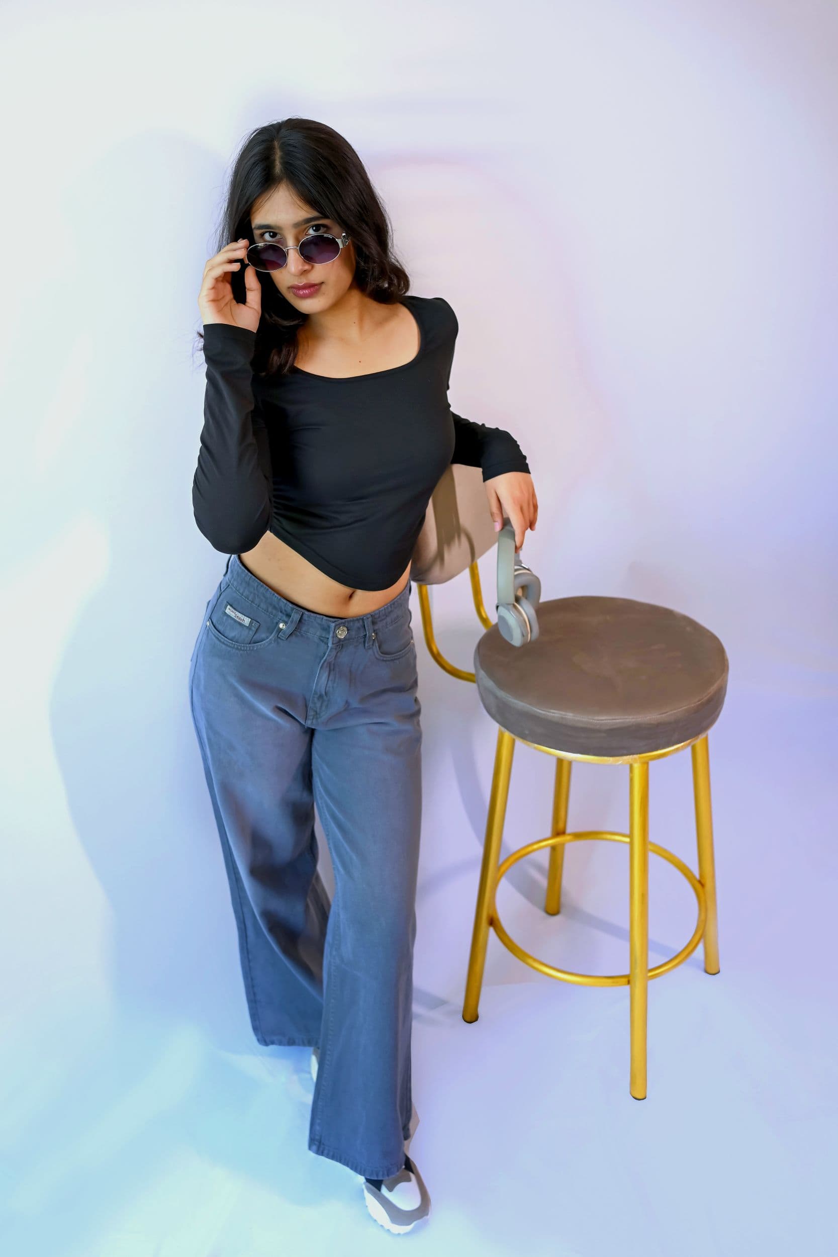 Ash Grey High Waist Wide Leg Jeans - view 7