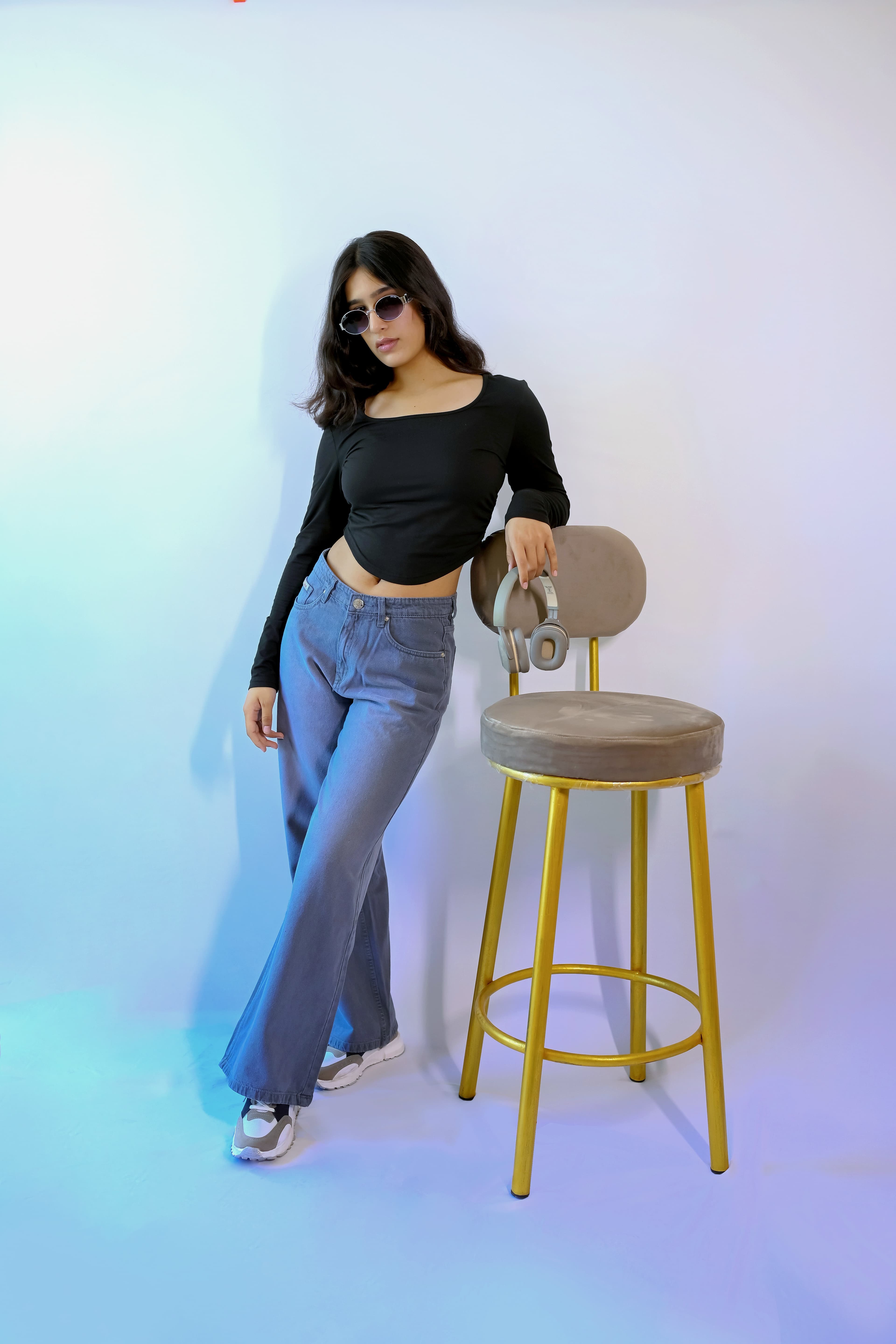 Ash Grey High Waist Wide Leg Jeans - view 8