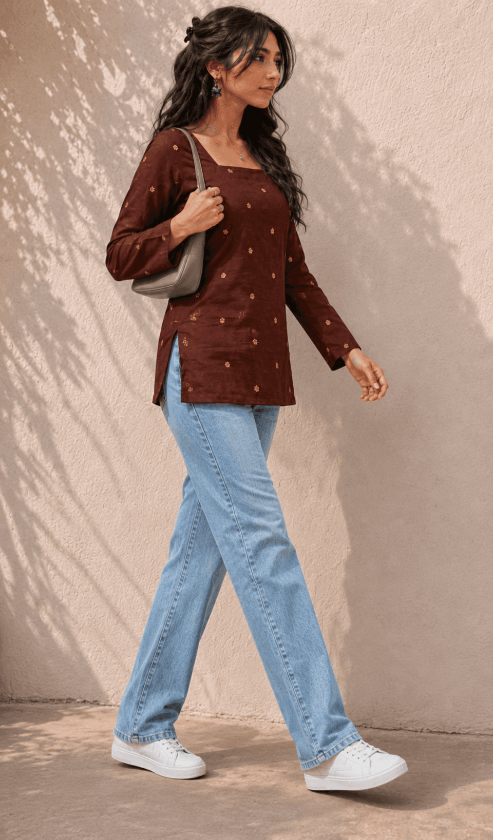 Aero Light Blue High Waist Straight Fit Jeans - back view