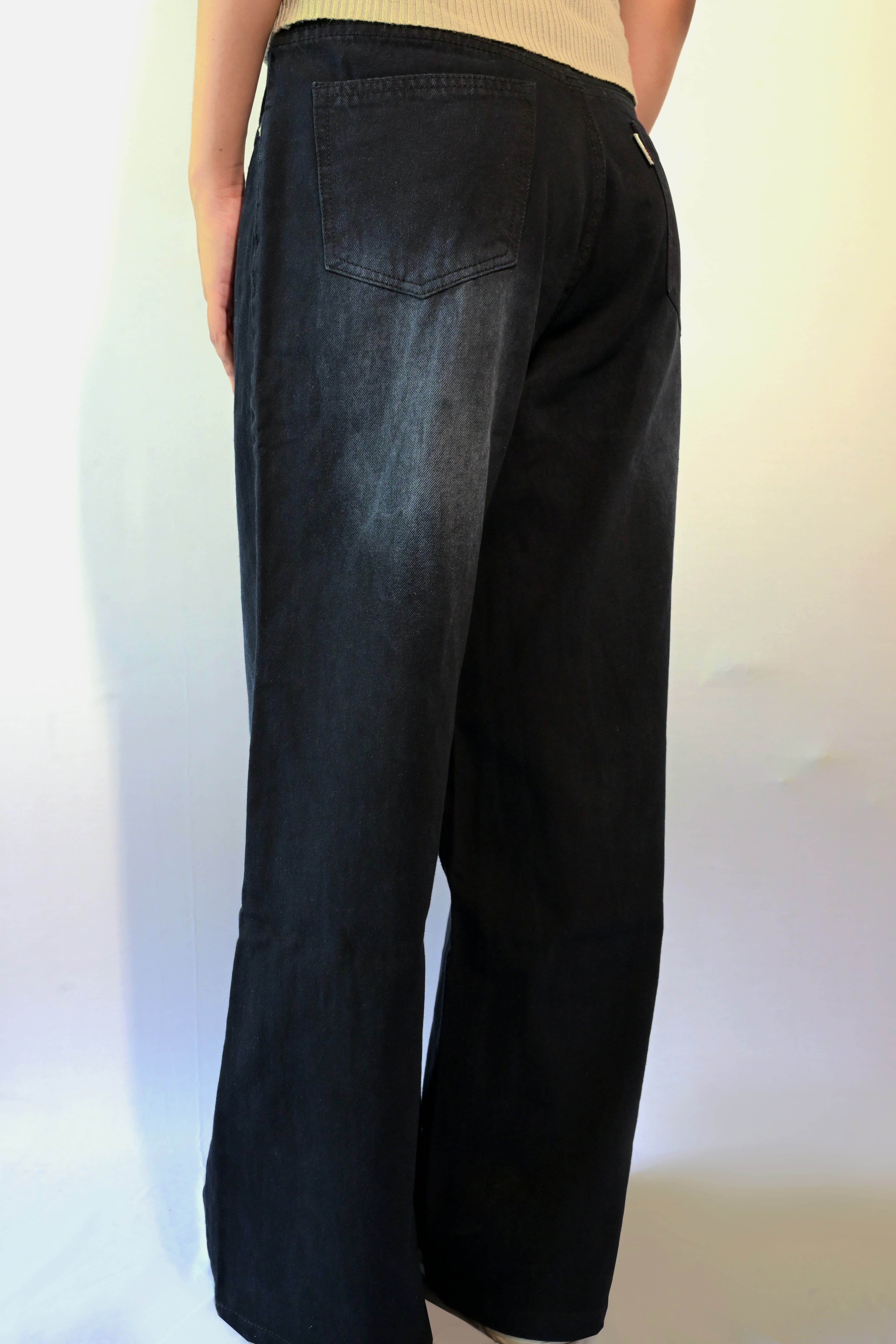 Smokey Black High Waist Wide Leg Jeans - view 3