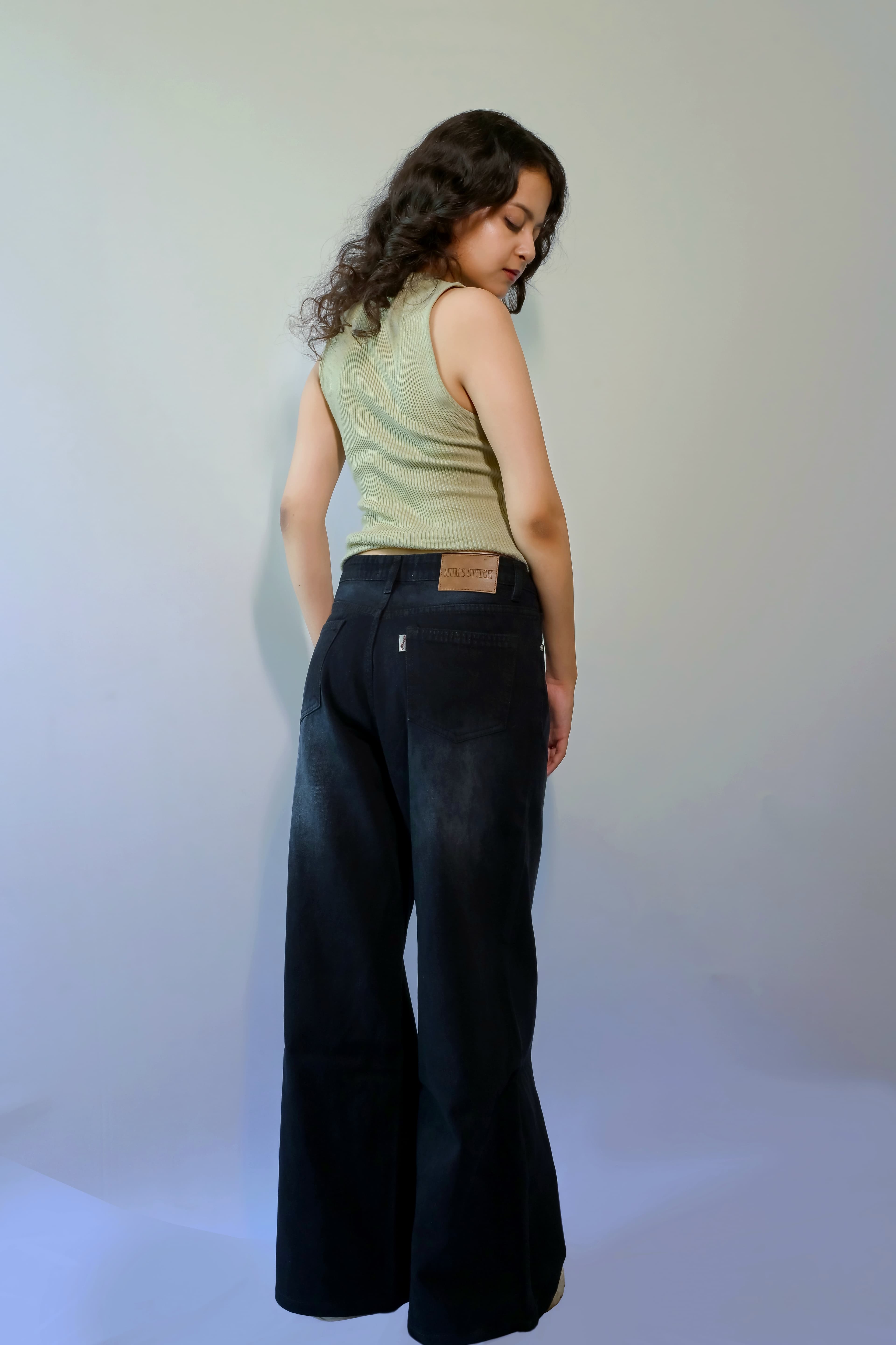 Smokey Black High Waist Wide Leg Jeans - view 4