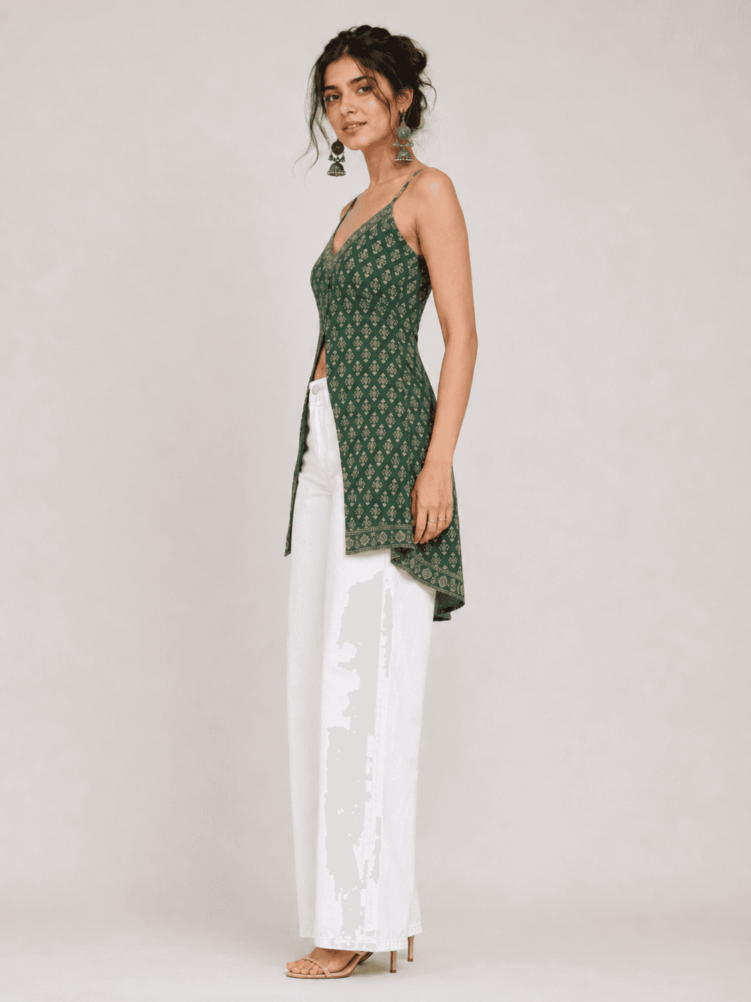 Pearl White High Waist Wide Leg Jeans - side view