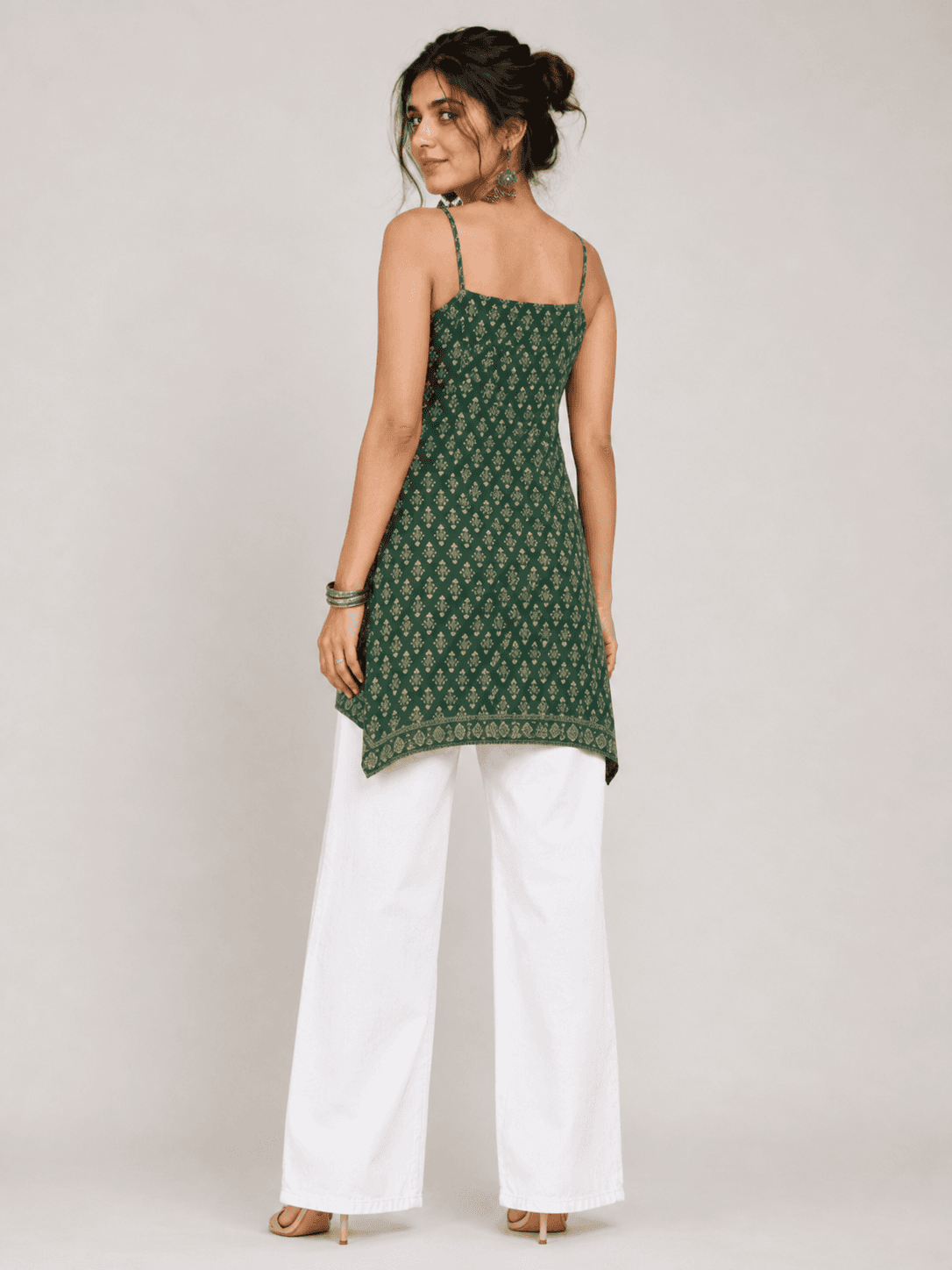 Pearl White High Waist Wide Leg Jeans - fabric detail