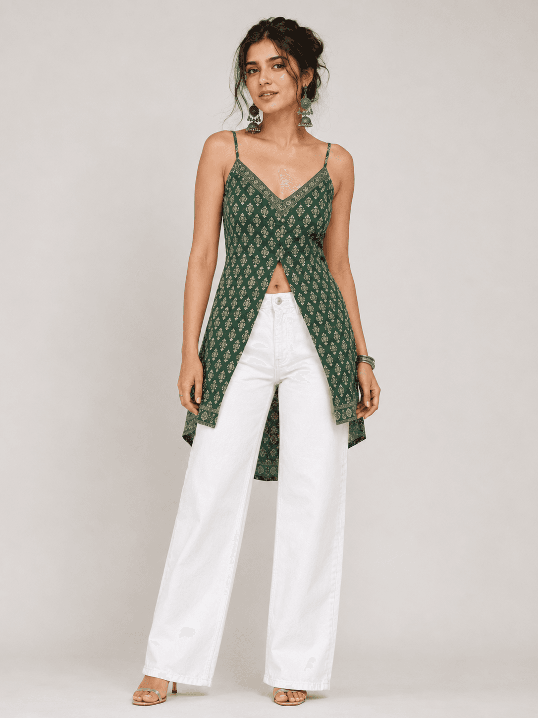 Pearl White High Waist Wide Leg Jeans - back view