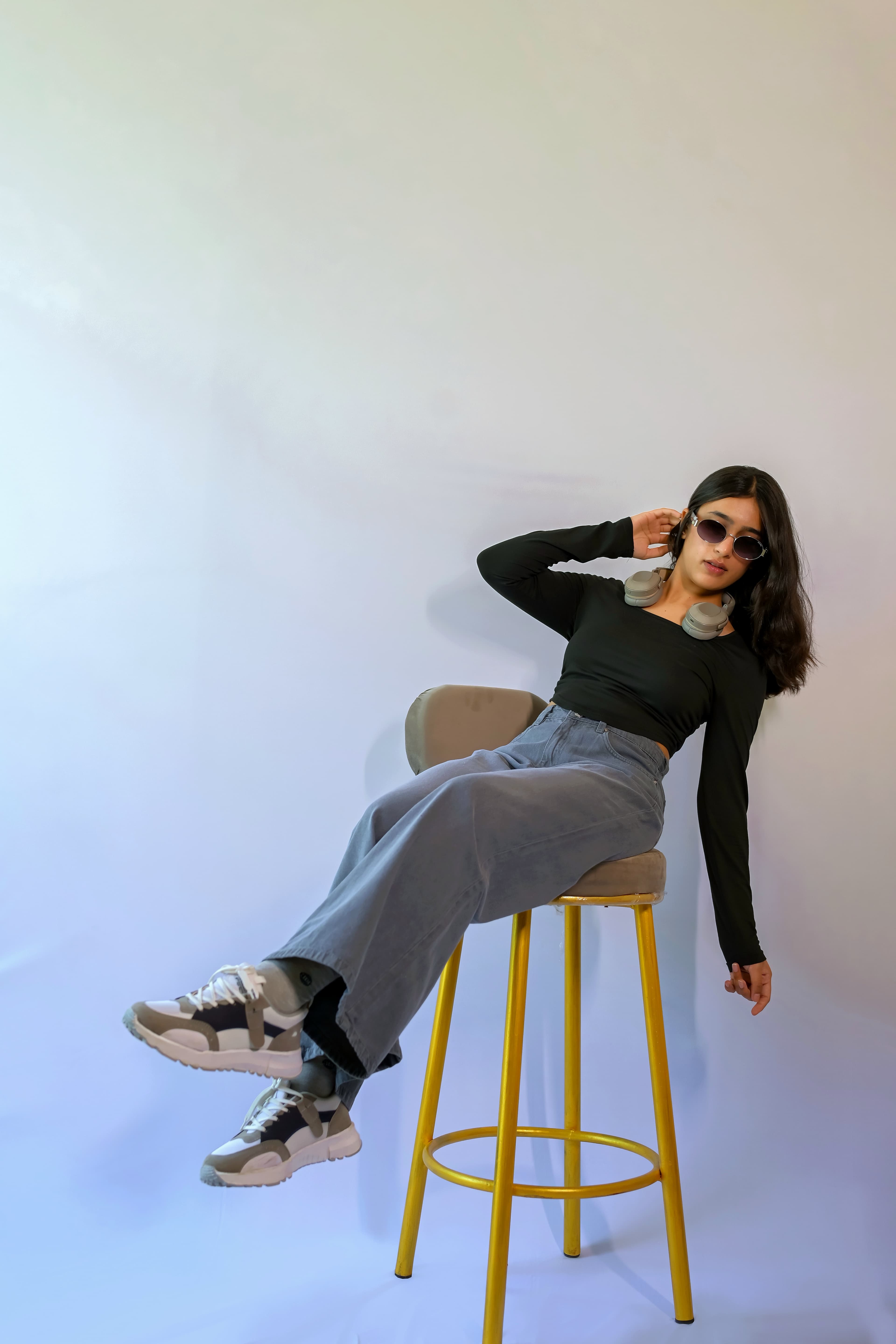 Ash Grey High Waist Wide Leg Jeans - view 2