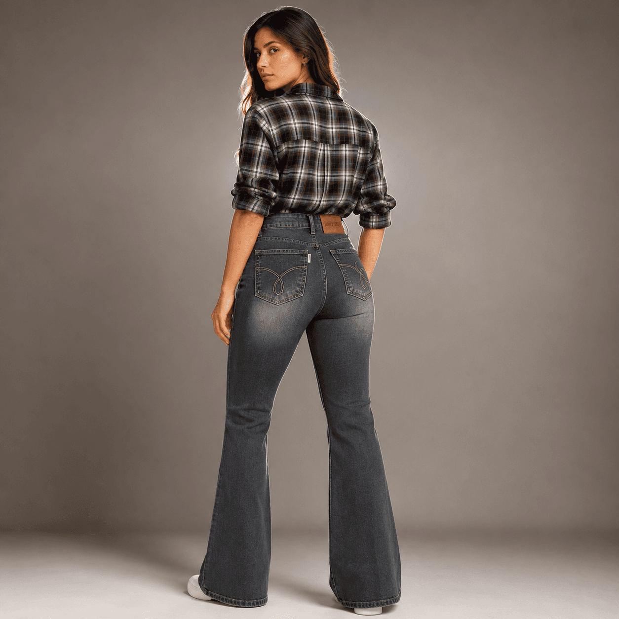Graphite Grey High Waist Bootcut Jeans - view 2