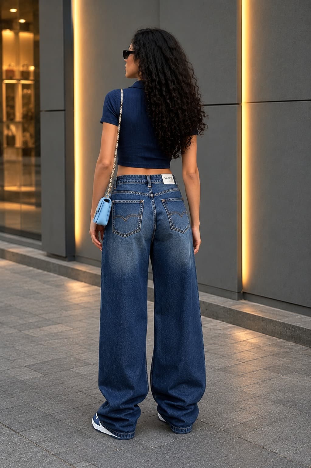 Rust Fade High Waist Wide Leg Jeans - front view