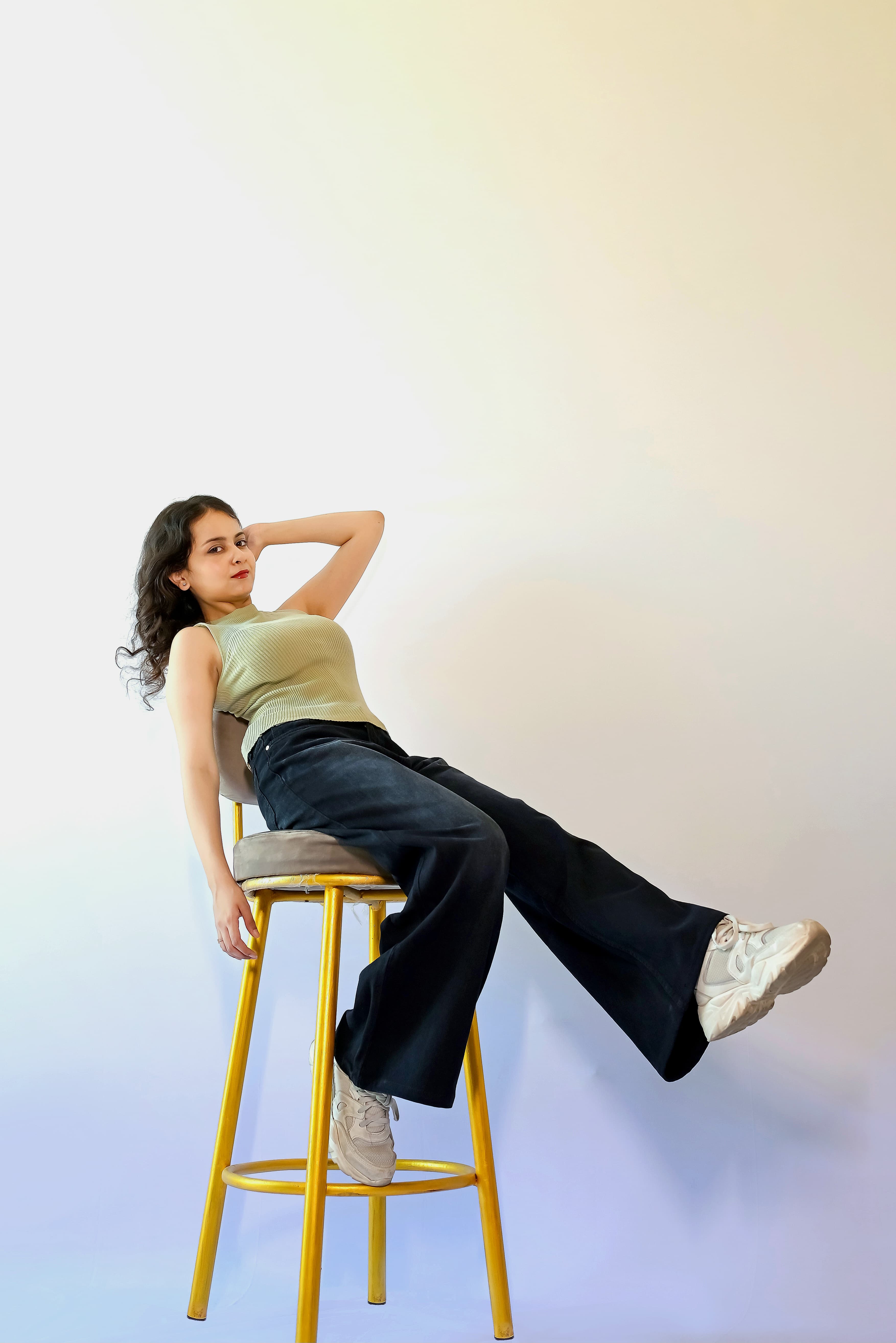Smokey Black High Waist Wide Leg Jeans - front view